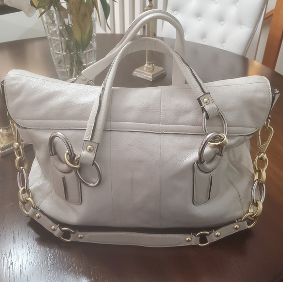 Coach Kristin Parchment Elevated Satchel Rare! - Picture 3 of 5
